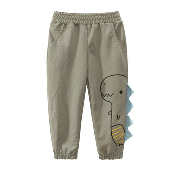 YESIMOLA Toddler Boy Sweatpants Toddler Kids Baby Boys Cotton Pull on Sweat Pants Dinosaur Elastic Basic Long Pants Joggers Boys Athletic Pants Khaki 4-5 Years