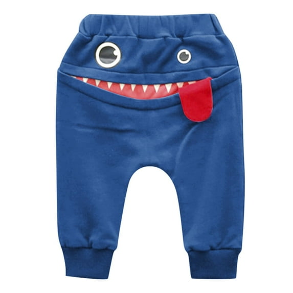 YESIMOLA Toddler Cotton Pants Baby Children Kids Boys Girls Cartoon Shark Tongue Toddler Boy Harem Pants Summer Trousers Pants Blue 12-18 Months
