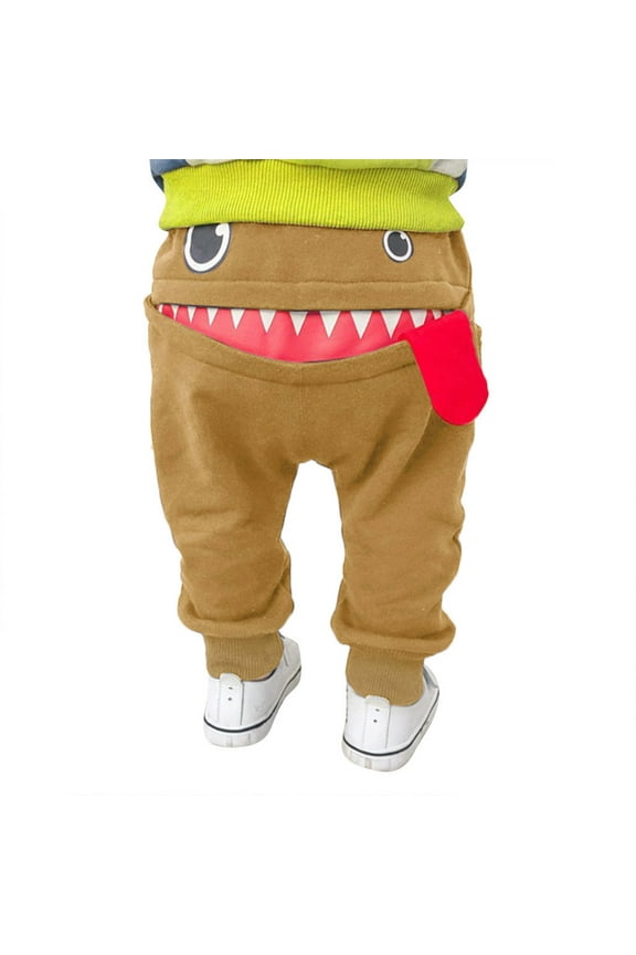 Toddler Cotton Pants Baby Children Kids Boys Girls Cartoon Shark Tongue Toddler Boy Harem Pants Summer Trousers Pants Khaki 12-18 Months