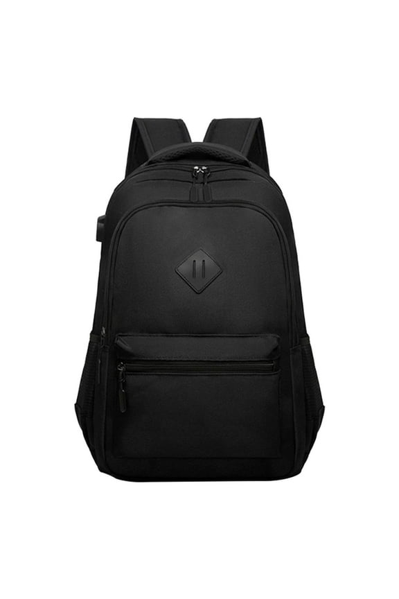 Unisex School Backpack Classic Bookbag Adults and Teens Schoolbag with Usb Port for High School College Office Work Travel Black One Size