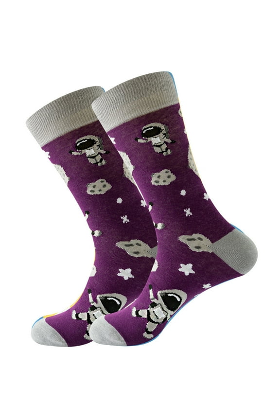 Women's Novelty Socks Socks Womens Funky Cotton Fun Universe Series Astronaut Crew Socks for Women Cotton Knee High Socks One Size