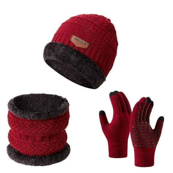 YESIMOLA Womens Beanies for Winter Hat Scarf Gloves Set for Kids Slouchy Beanies for Women Oversized Knit Warm Winter Hats for Women Thick for Cold Weather,Red One Size