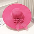 thumbnail image 1 of YESIMOLA Womens Sun Hat with Bow Beach Straw Breathable Hat Wide Brim Sun Proof Hat for Fishing, Climbing, Camping, Travel,Hot Pink One Size, 1 of 2