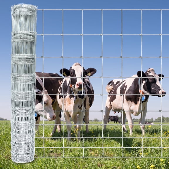 YESON 4ft x 164ft Farm Fence, Heavy Duty Galvanized Cattle Fence Roll, Thick Field Wire Livestock Fencing for Deer, Goat, Horse and Farm Use