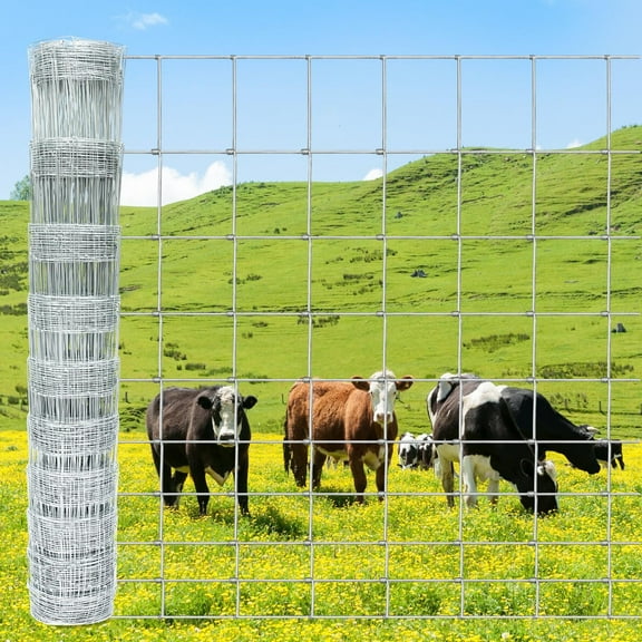 YESON 5ftx164ft Heavy Zinc Coating Cattle Fence, Galvanized Field Wire Fencing Deer Fence, Goat Fence, Hog Wire Fencing for Yard Livestock & Animal Protection
