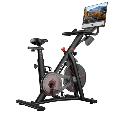 YESOUL G1 Plus Magnetic Exercise Bike with 21.5" Rotating HD Screen, 100-Level Resistance, Silent Drive System, and Adjustable Seat for Home Use