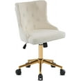 thumbnail image 1 of YESSW Velvet Armless Office Desk Chair with Gold Base/Wheels, Small Cute Vanity/Makeup Chair with Back for Bedroom, Upholstered Adjustable Rolling Swivel Nail Chair,White-teddy Fleece, 1 of 11