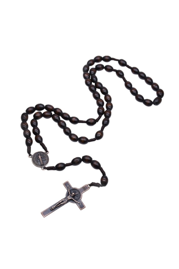 Jesus Wooden Prayer Beads Catholic Religious Wall Rosary Necklace Jewelry Gifts