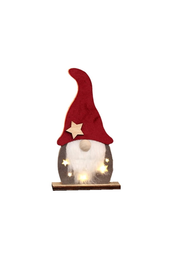 LED Light Wood Christmas Gnome Ornament Swedish Tomte Santa Elf Tabletop Decor