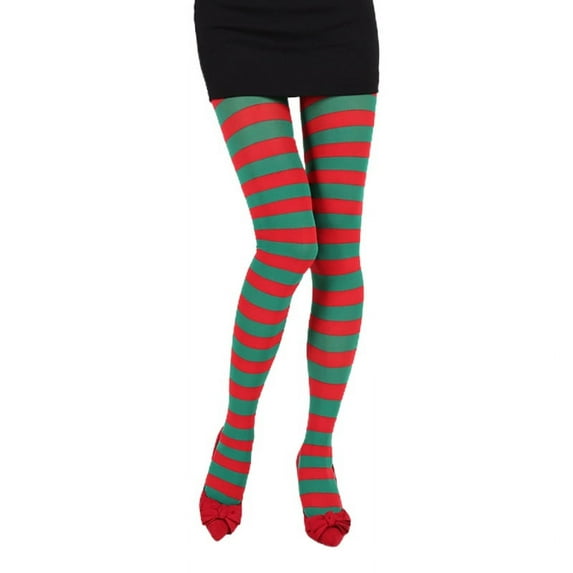 YESTUNE Women Girls Rainbow Multicolor Striped Tights Opaque Stockings Slim Pantyhose for Christmas Halloween Cosplay Costume