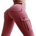 thumbnail image 1 of YESTUNE Women Slim Multi-pocket Military Uniform Yoga Pants Sport Gym Leggings Peach Hip Fitness Tights Sportswear, 1 of 19