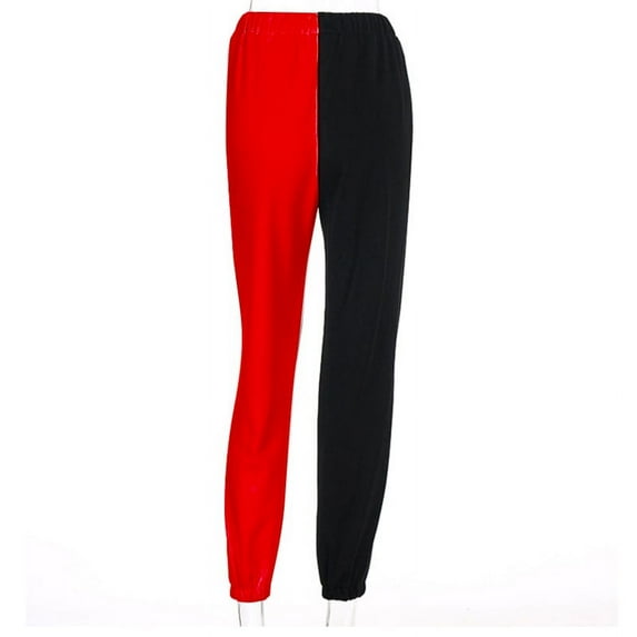 YESTUNE Womens Spring Harajuku Elastic High Waist Sweatpants Hip Hop Colorblock Patchwork Baggy Loose Jogger Pants Active Sports Trousers Streetwear with Pockets
