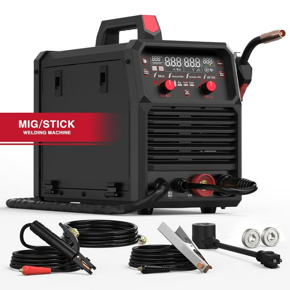 YESWELDER 165Amp MIG Welder, Gas/Flux MIG,Stick, Dual Voltage 110V/220V, LED Display, Synergic Control