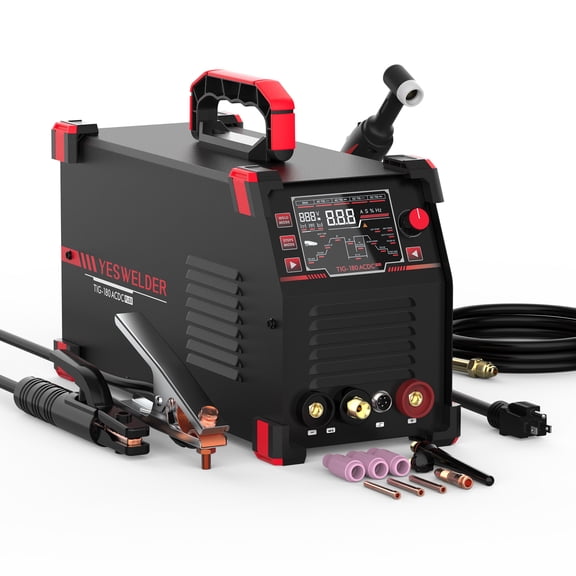 YESWELDER 180A AC/DC TIG Welder with Pulse, Aluminum, 110/220V Dual Voltage, TIG/Stick, LED Display