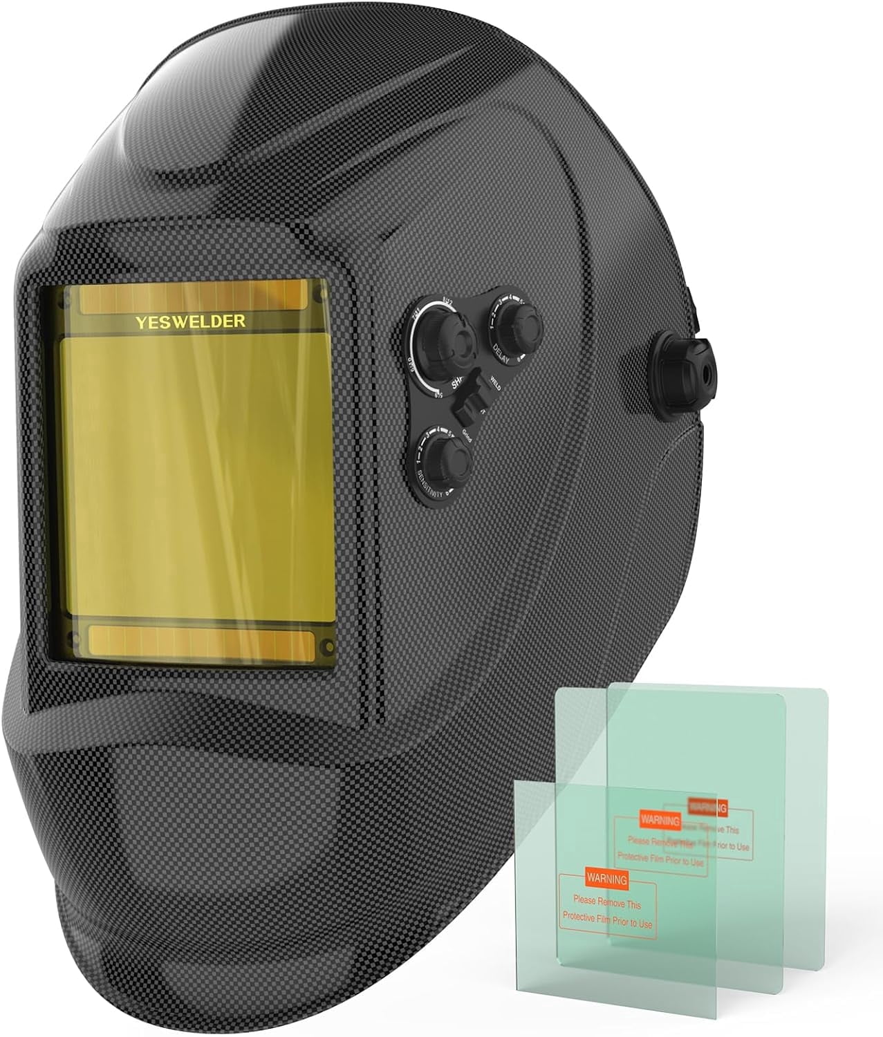 YESWELDER Auto Darkening Welding Helmet, True Color, 3.94" x 3.66" Large View, Battery Powered, 4 Arc Sensors for TIG, MIG, Stick, Grinding & Cutting