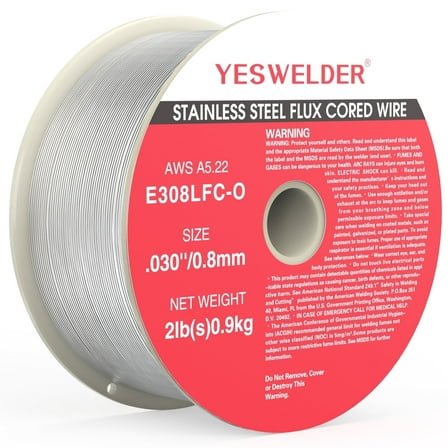 YesWelder Flux Core Welding Wire .030" Stainless Steel 2lb Spool