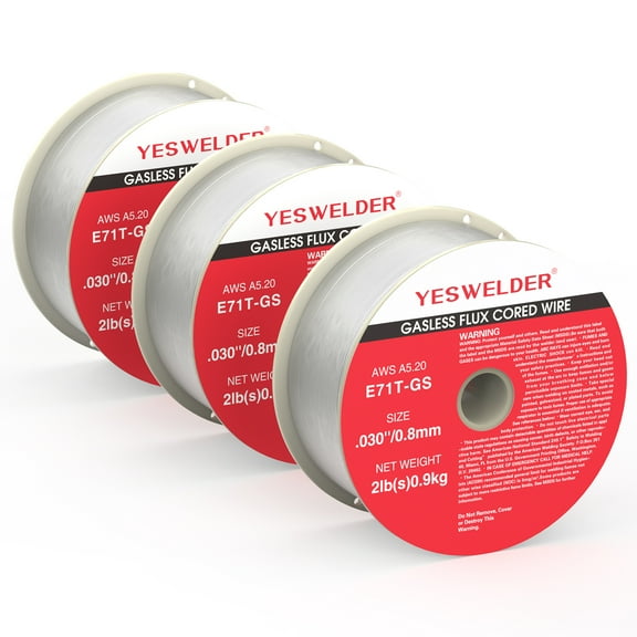 YESWELDER E71T-GS Flux Core MIG Welding Wire .030" 2LB Spool, Gasless for Mild Steel, 3-Pack