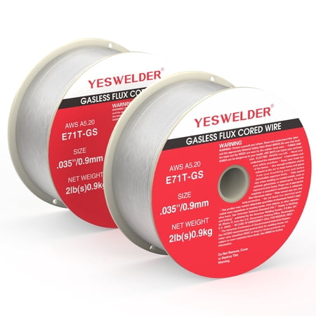YESWELDER E71T-GS Flux Core MIG Welding Wire .035" 2LB Spool, Gasless for Mild Steel, 2-Pack