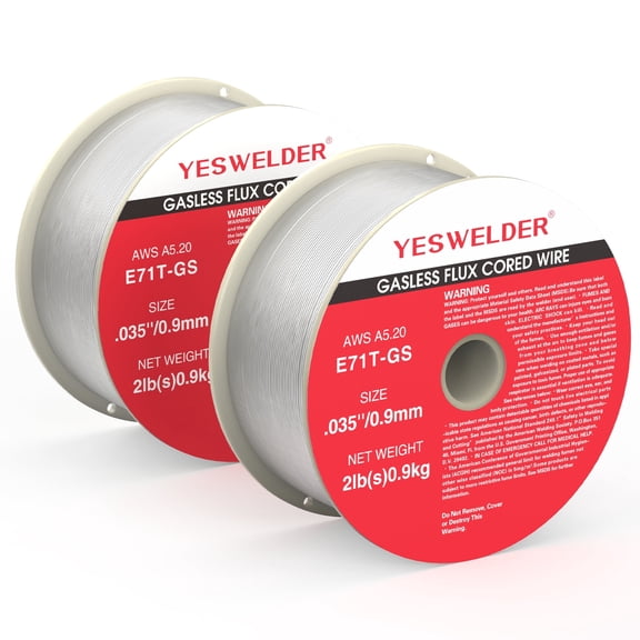 YESWELDER E71T-GS Flux Core MIG Welding Wire .035" 2LB Spool, Gasless for Mild Steel, 2-Pack