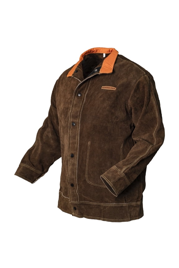 Flame-Resistant Leather Welding Jacket - Heavy Duty Protection for Welders for Men & Women(Size: Small)
