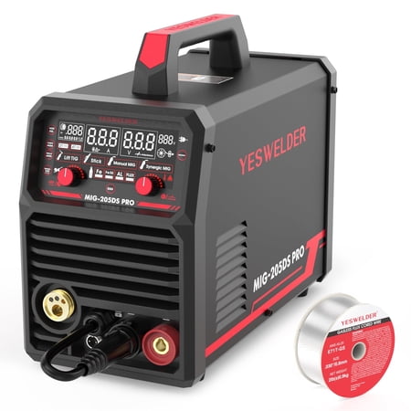 YESWELDER MIG-205DS PRO 200A 110/220V Multi-Process Welder with 2LB E71T MIG/Flux Core/TIG/Stick/Spool Gun