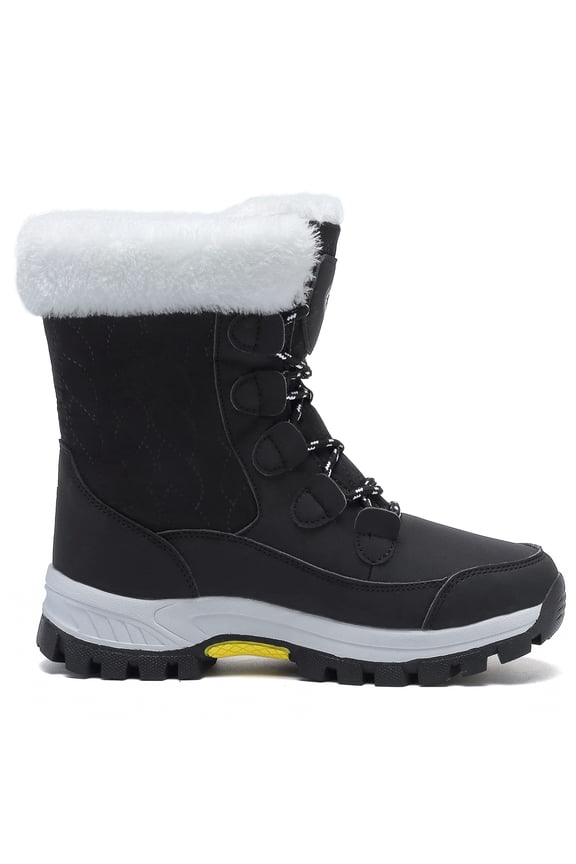 Womens Snow Boots Warm Fur Lined Winter Boots Anti Slip Ankle Boots Mid Calf Snowboots Waterproof and Cold-Resistant Outdoor Walking Shoes for Women Ladies Girls