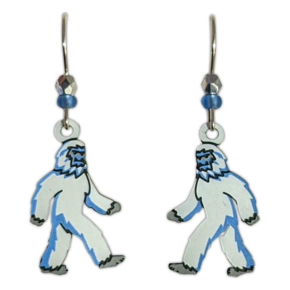 YETI Abominable Snowman Earrings, Sterling Silver Plated, by Sienna Sky