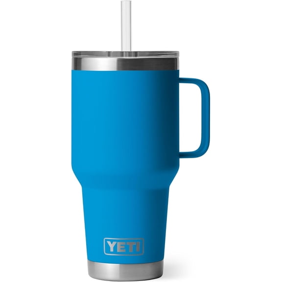 YETI Rambler 35 oz Tumbler with Handle and Straw Lid, Travel Mug Water Tumbler, Vacuum Insulated Cup with Handle, Stainless Steel, King Crab