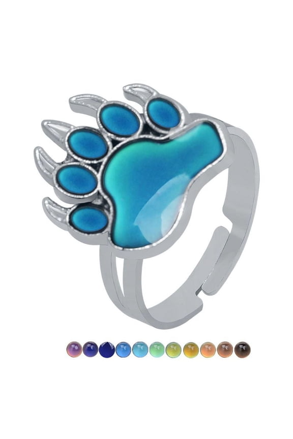 Bear's Paw Color Change Mood Rings Temperature Emotion Feeling Rings Bands Women