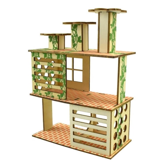 YEUHTLL Small Pets Hideout Wooden Hamster Villa House for Guinea Pigs Squirrel Ferret