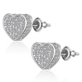 thumbnail image 1 of YEUOYEA Silver Plated Heart Stud Earring for Women,Silver Plated Post, Cubic Zirconia, Fashion Jewelry Gifts, 1 of 6