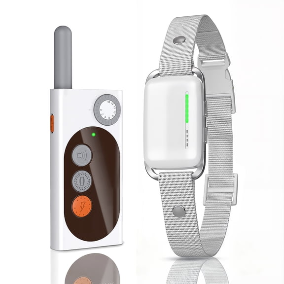 YEVYO Dog Shock Collar with Remote Control 3 Training Modes with Custom Voice, LED Safety Light, Dual Dog Support 3280FT Waterproof E-Collar for Bark Control, Outdoor Training, Recall White