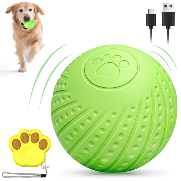YEVYO Interactive Dog Ball Toy with Remote Control  Silent Motion Activated Rolling & Bouncing, Auto Obstacle Avoidance, LED, USB Rechargeable  Green