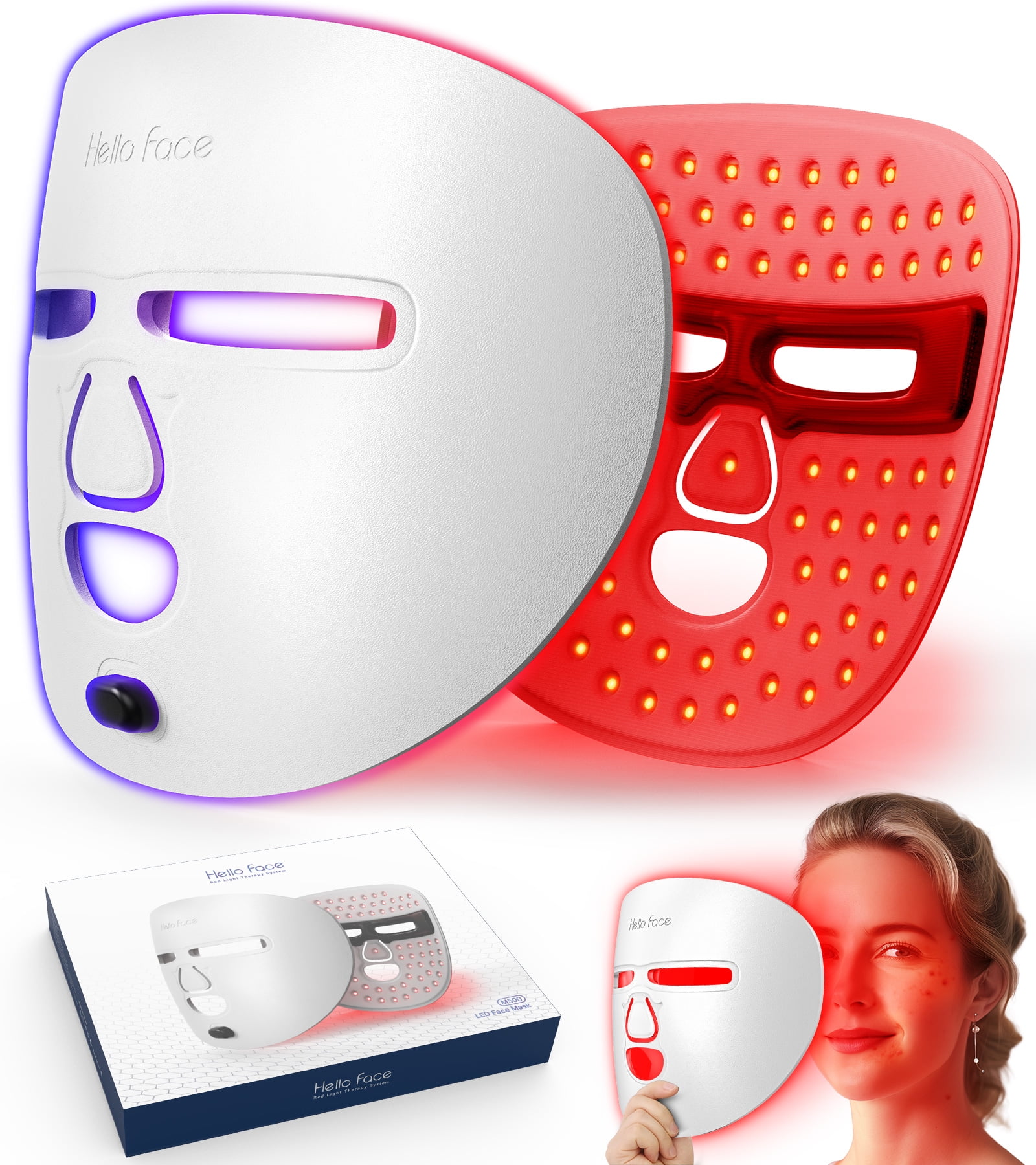 YEVYO LED Face Mask Facial Care Tool, Red Light Therapy Mask for Face for Skincare at Home Travel