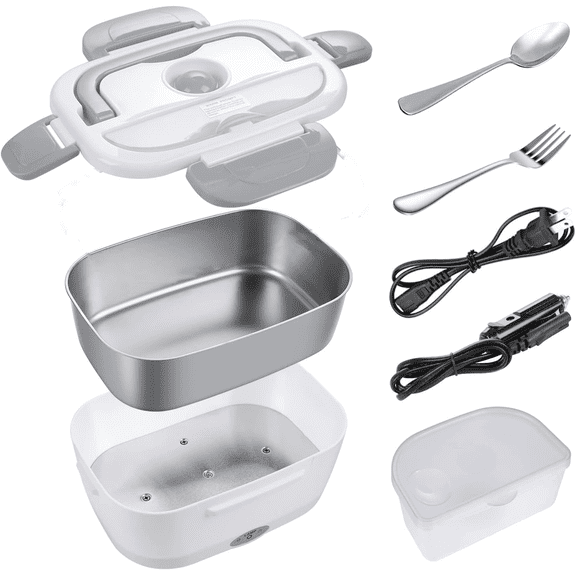 YEXJ 110V Electric Heating Lunch Box Portable for Car Office Food Warmer Container US, Material- Plastic, 304 Stainless Steel