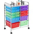 thumbnail image 1 of YEXJ 12 Drawers Rolling Storage Cart Multipurpose Movable Organizer Cart Storage Bin Trolley Tools Scrapbook Paper Organizer on Wheels-12-Multicolor, 1 of 18