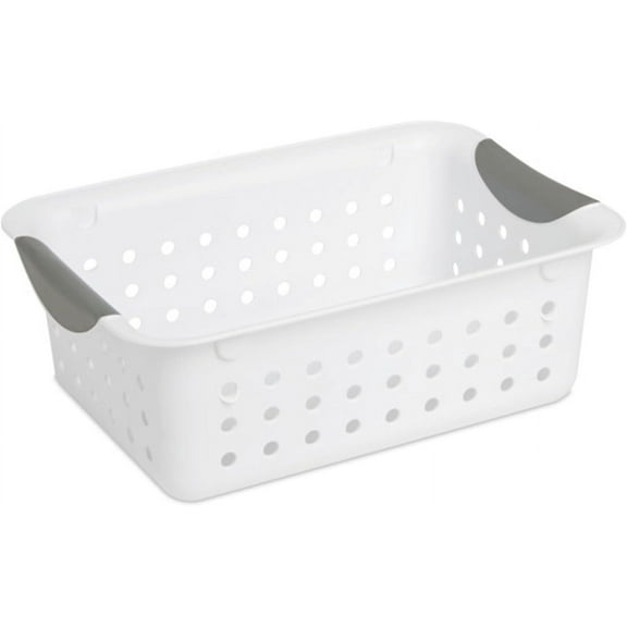 YEXJ 12-Pack Ultra Basket, Open Plastic Bins, Countertop, Cabinet and Closet Organizer, White, Small