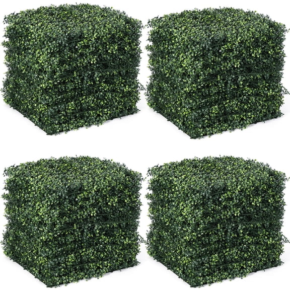 YEXJ 12PCS Artificial Grass Garden Green Wall Backdrop - Privacy Screen Fence Panels with Interlocking Design - Realistic Fake Turf Panels for Outdoor Decor, Balconies & Event Backdrops
