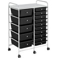 thumbnail image 1 of YEXJ 15 Drawers Rolling Storage Cart Multipurpose Mobile Rolling Utility Storage Organizer Cart Tools Scrapbook Paper Organizer on Wheels-15-Black, 1 of 9