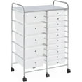 thumbnail image 1 of YEXJ 15 Drawers Rolling Storage Cart Multipurpose Mobile Rolling Utility Storage Organizer Cart Tools Scrapbook Paper Organizer on Wheels-15-White, 1 of 13