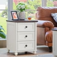 thumbnail image 1 of YEXJ 18" Farmhouse Night Stand, Wood Nightstand with 3 Drawers, Bedside End Table with Storage and Roman Column, Bed Side Tables Cabinet for Bedroom, Living Room, and Closet-3 Drawers-Elegant White, 1 of 10
