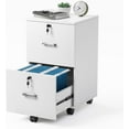 thumbnail image 1 of YEXJ 2 Drawer File Cabinet with Lock, Wood Grain White File Cabinets for Letter Size File Folders with Tabs, Mobile Under Desk Filing Cabinets for Home Office, Rolling Filing Cabinet Printer Stand, 1 of 10