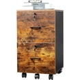 thumbnail image 1 of YEXJ 2-Drawer Small Rolling File Cabinet with Lock, Wood Filing Cabinet for Hanging Letter Size Filings with Tabs, Mobile Under Desk File Cabinets for Home Office, Rustic Brown & Black, 27.2" H, 1 of 11
