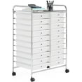 thumbnail image 1 of YEXJ 20 Drawers Rolling Storage Cart Multipurpose Movable Organizer Cart Tools Scrapbook Paper Organizer on Wheels-20-White, 1 of 18