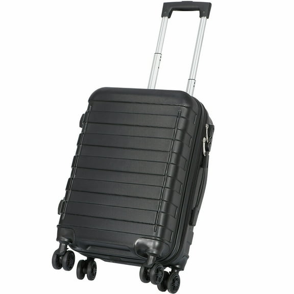 YEXJ 21" Carry-on Spinner Luggage Suitcase Expandable Suitcase Black
