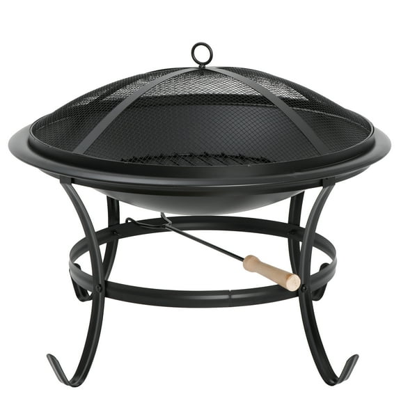 YEXJ 22" Outdoor Burning Fire Pit Bowl - BBQ Grill & Backyard Patio Stove Fireplace - Sturdy Metal Fire Pit for Camping, Bonfires & Outdoor Cooking