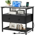 thumbnail image 1 of YEXJ 27 inch Nightstand Side Table with 1 Layer of Wooden Drawers，Nightstand with Charging Station,End Table Bedside Table with USB Ports and Outlets-1, Black, 1 of 14