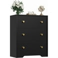 thumbnail image 1 of YEXJ 3 Drawer Dresser, Black Nightstand for Bedroom with Drawers, Small Dresser Bedside Table Chest of Drawers for Bedroom, Hallway, Entryway, Closets (Black), 1 of 9