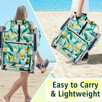 YEXJ 32.3" Backpack Beach & Camping Chair - Folding Heavy Duty Aluminum Reclining Chair with Portable Design for Outdoor Adventures & Relaxation,Lemon