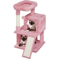 thumbnail image 1 of YEXJ 36in Cat Tree Cat Tower Play House Climber Stand Furniture with Scratching Post, Plush Perch, Dangling Ball, Two Condo and Ramp, for Kittens, Cats and Pet-Pink, 1 of 12